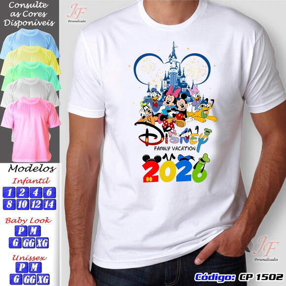 Camisetas Férias em Família | 05 Unidades | Viagem Disney