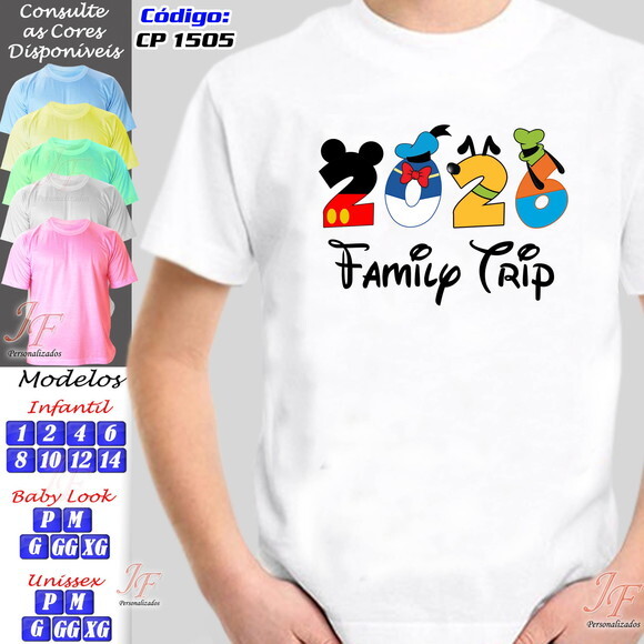 Camisetas Férias em Família | 07 Unidades | Viagem Disney