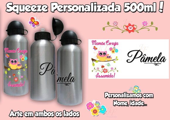 Garrafa Alumínio 500 ml Mamãe Dia das Mães