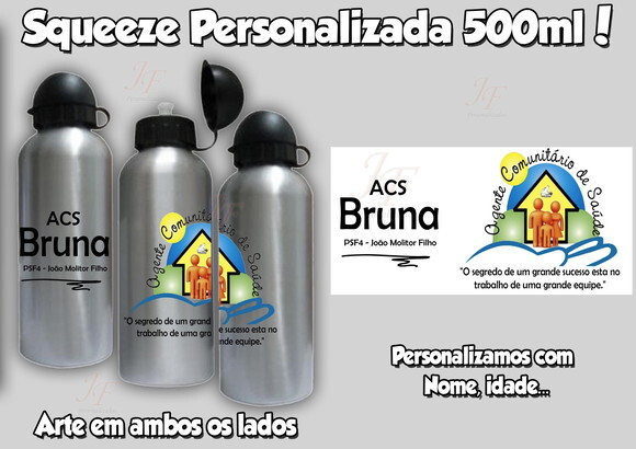 Garrafa Alumínio 500 ml Agente de Combate as Endemias