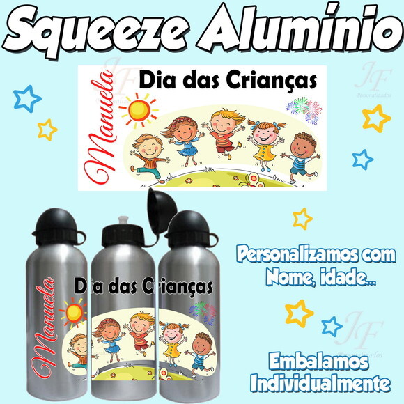 Squeeze Garrafa Alumínio 500 ml Dia das Crianças