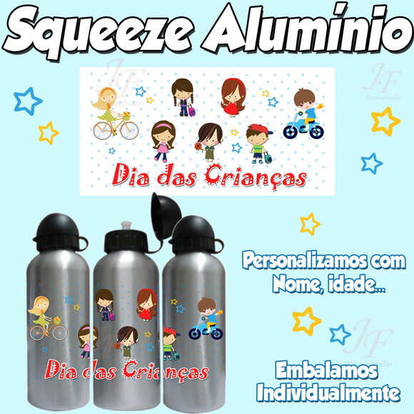 Squeeze Garrafa Alumínio 500 ml Dia das Crianças