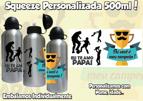 Squeeze Garrafa Alumínio 500 ml Dia dos Pais