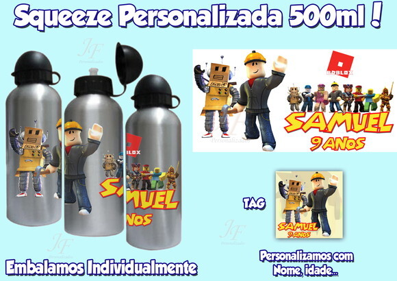 Squeeze Garrafa Alumínio 500 ml Personalizada Roblox