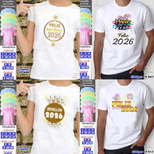 03 Camisetas Personalizadas Virada de Ano Reveillon Ano Novo