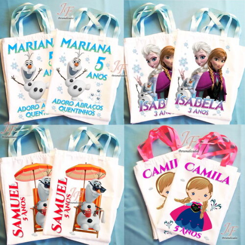 Bolsinha Ecobag Sacolinha Personalizada Frozen