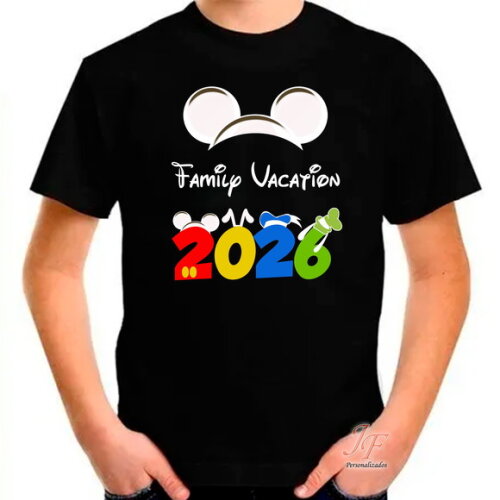 Camisa Viagem Família Disney | 06 Unidades | 100% Algodão