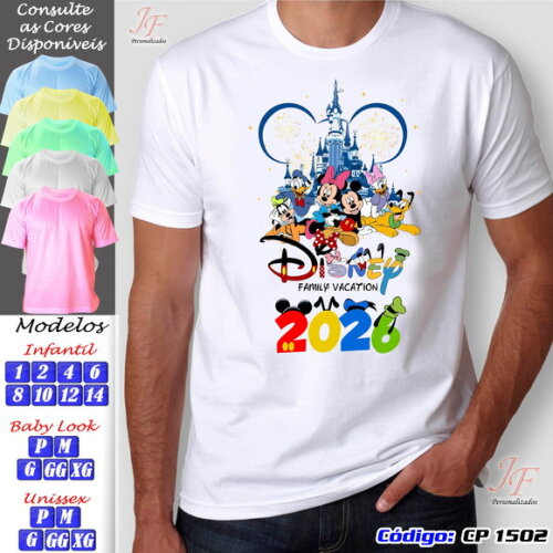Camisetas Férias em Família | 05 Unidades | Viagem Disney