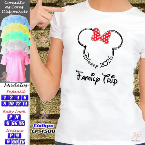 Camisetas Férias em Família | 08 Unidades | Viagem Disney