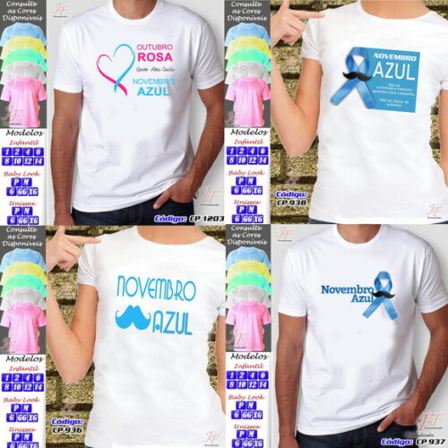 Camisetas Personalizadas Outubro Rosa Novembro Azul
