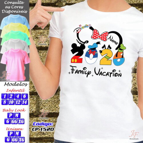 Kit 02 Camisetas Personalizadas Family Vacation Disney