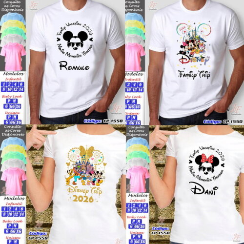 Kit 02 Camisetas Personalizadas Family Vacation Disney