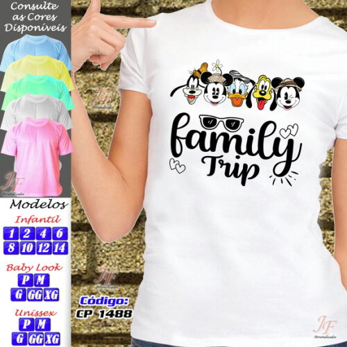 Kit 04 Camisetas Personalizadas Family Vacation Disney