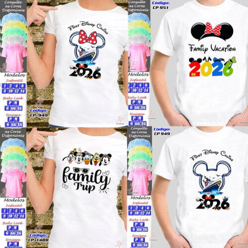 Kit 07 Camisetas Personalizadas Family Vacation Disney