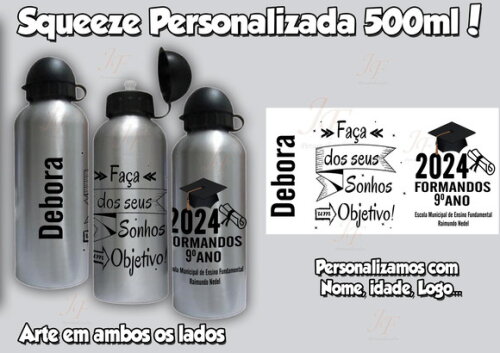 Squeeze Garrafa 500 ml Personalizada Formandos Formatura