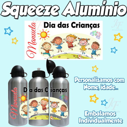 Squeeze Garrafa Alumínio 500 ml Dia das Crianças