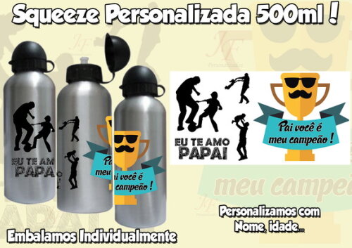 Squeeze Garrafa Alumínio 500 ml Dia dos Pais
