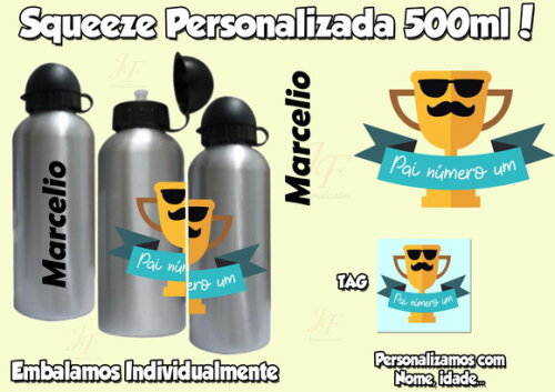 Squeeze Garrafa Alumínio 500 ml Dia dos Pais