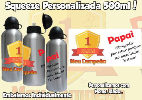 Squeeze Garrafa Alumínio 500 ml Dia dos Pais