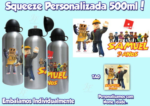 Squeeze Garrafa Alumínio 500 ml Personalizada Roblox