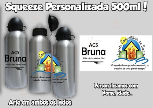 Squeeze Garrafa Alumínio 500 ml Qualquer Tema!