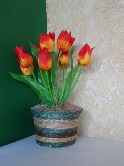 Arranjo Floral em Vaso de Sisal