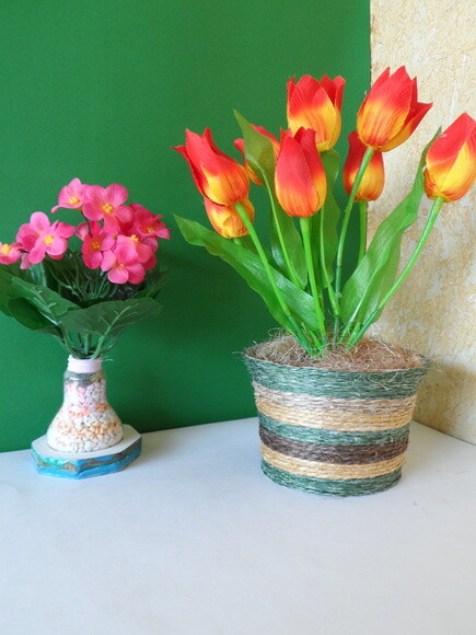 Arranjo Floral em Vaso de Sisal
