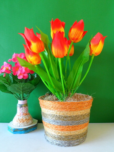 Arranjo Floral em Vaso de Sisal