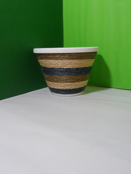 Vaso Parede Decorado com Sisal