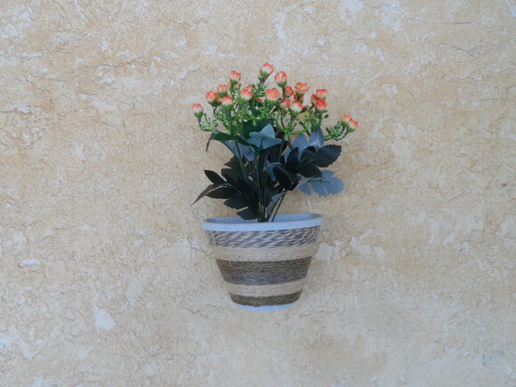 Vaso Parede Decorado com Sisal
