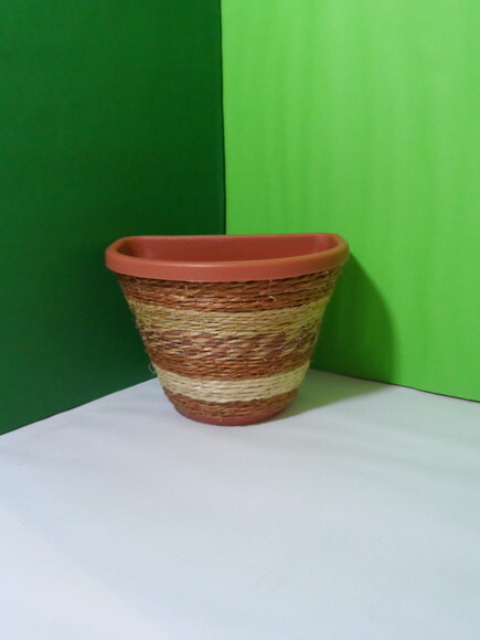 Vaso Parede Decorado com Sisal