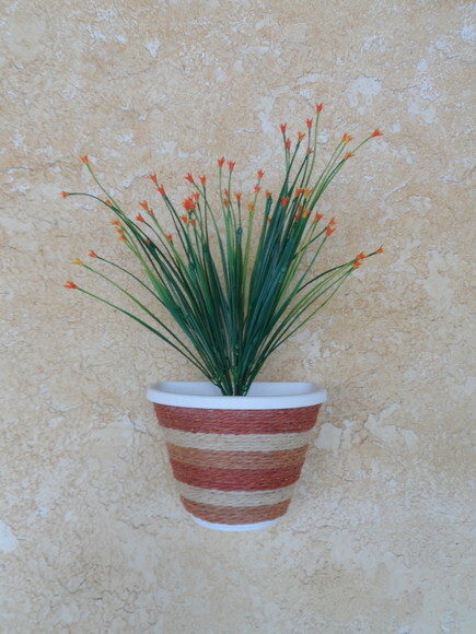Vaso Parede Decorado com Sisal