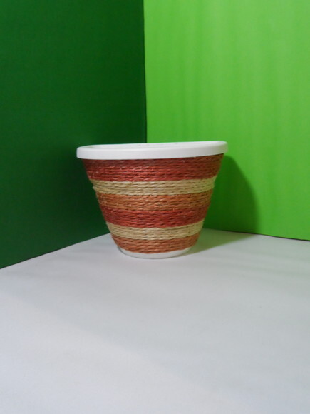 Vaso Parede Decorado com Sisal
