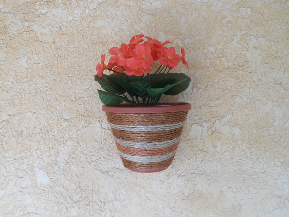 Vaso Parede Decorado com Sisal