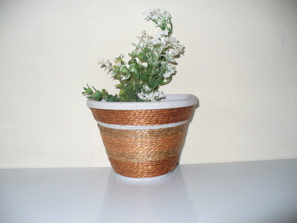 Vaso Parede Decorado com Sisal