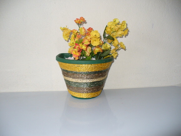 Vaso Parede Decorado com Sisal
