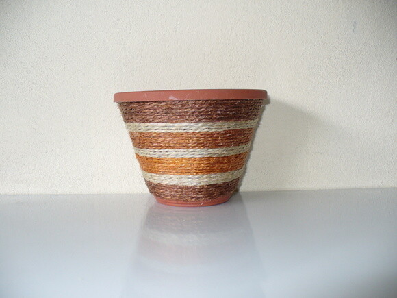 Vaso Parede Decorado com Sisal