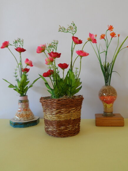 Arranjo Floral em Vaso de Sisal