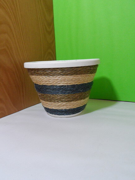 Vaso Parede Decorado com Sisal