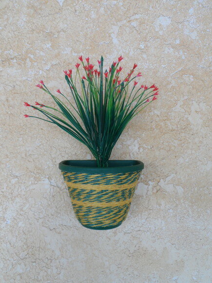 Vaso Parede Decorado com Sisal