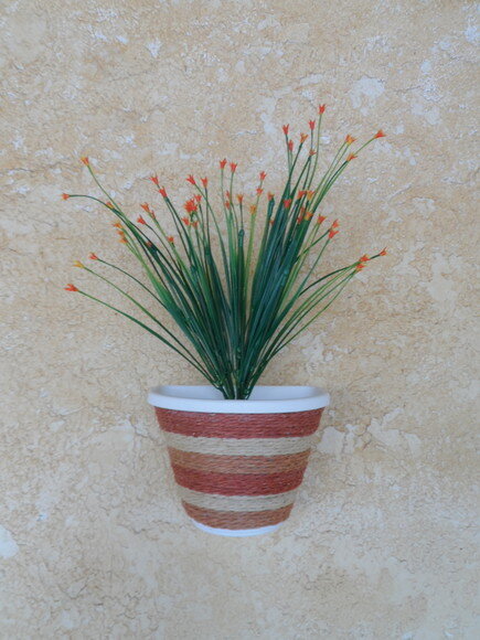 Vaso Parede Decorado com Sisal