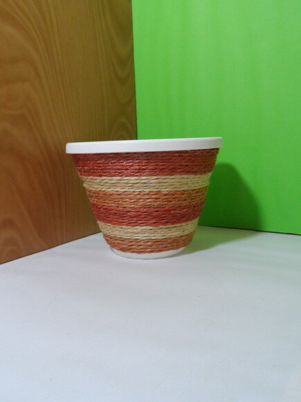 Vaso Parede Decorado com Sisal