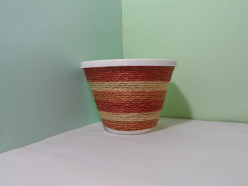Vaso Parede Decorado com Sisal