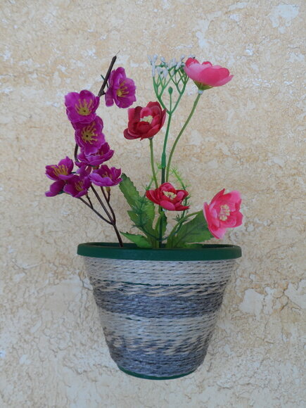 Vaso Parede Decorado com Sisal
