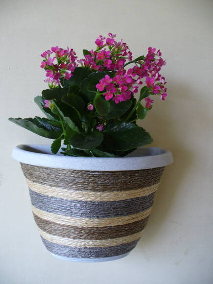 Vaso Parede Decorado com Sisal