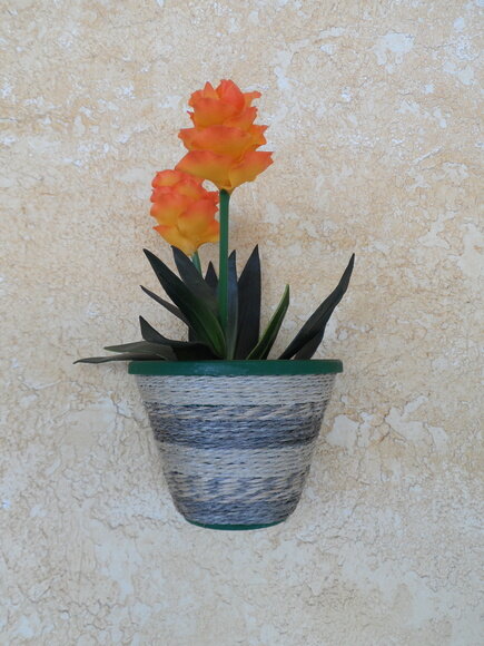 Vaso Parede Decorado com Sisal