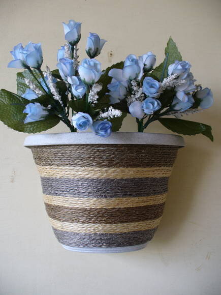 Vaso Parede Decorado com Sisal