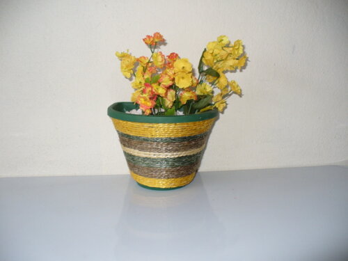 Vaso Parede Decorado com Sisal