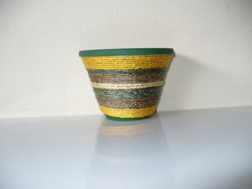 Vaso Parede Decorado com Sisal