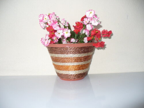Vaso Parede Decorado com Sisal